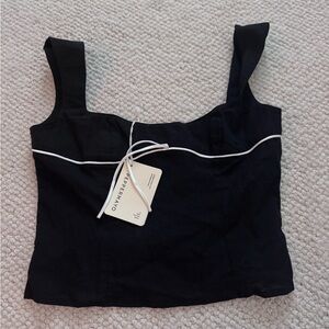 Peppermayo Black Tank Top with White Trim